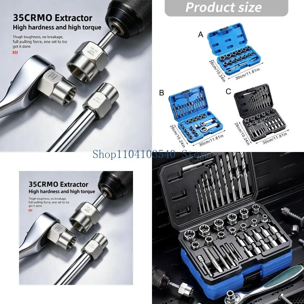 02DC Heavy Duty Nut and Bolt Removers Tool Nut Extractor for Automotive Motorcycle and Home Repair Applications