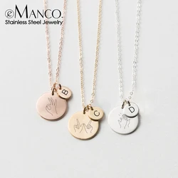 eManco Laser Engraved Custom Heart Necklace Pattern Logo Stainless Steel Popular Necklace for Women Men Bijoux Gift