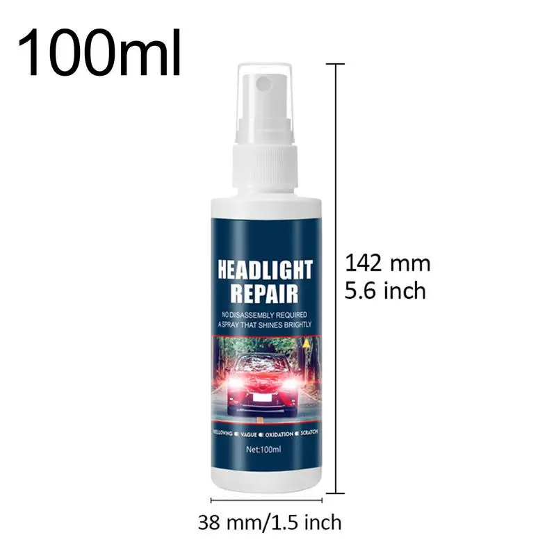 Restauração de farol 100ml, restaurador de lente de farol, spray, revestimento de luz, restauração de farol de carro, polimento de faróis