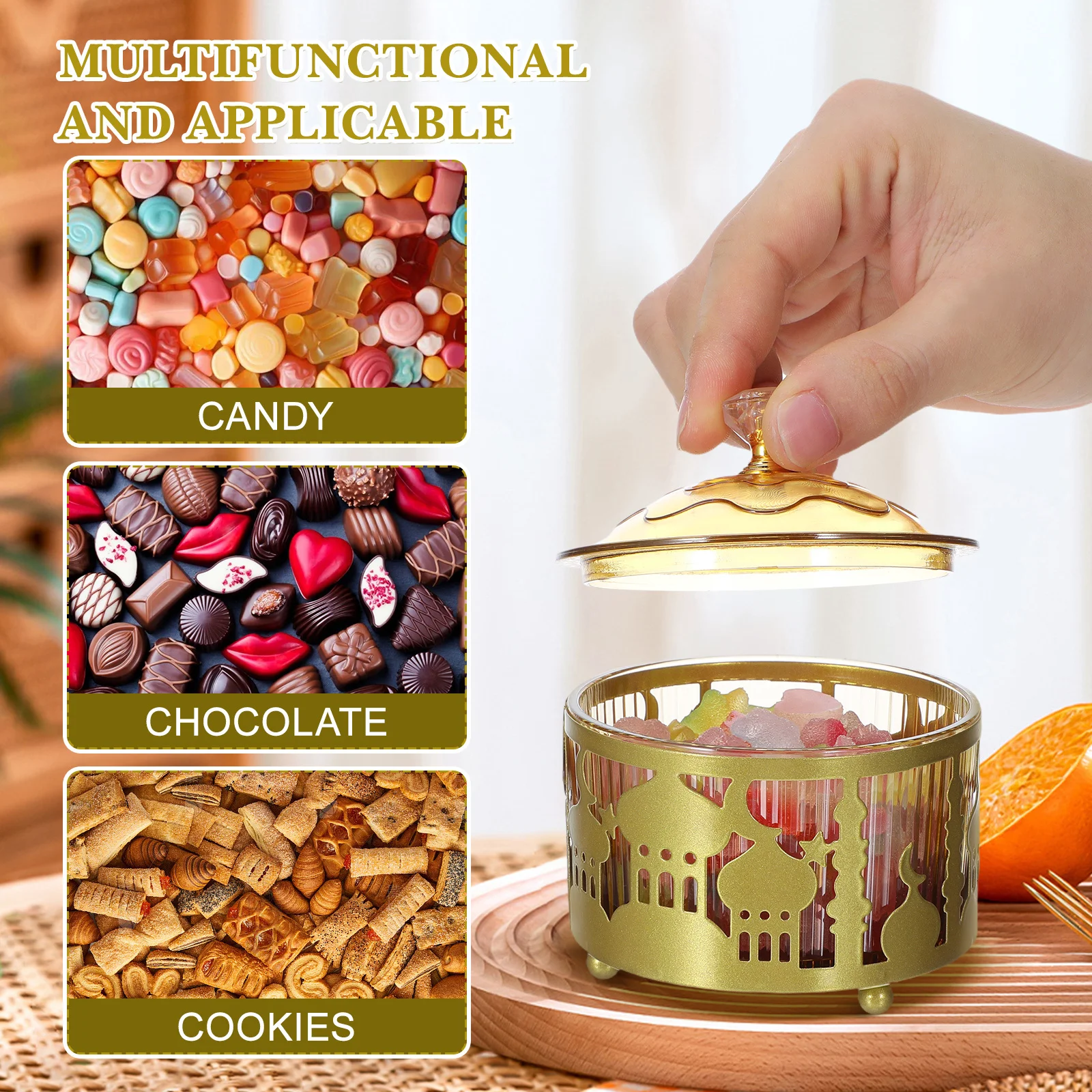 صينية وجبات خفيفة أنيقة للعيد، طبق معدني لتقديم الطعام في رمضان للحلوى والفواكه المجففة والشاي وحفلات الزفاف