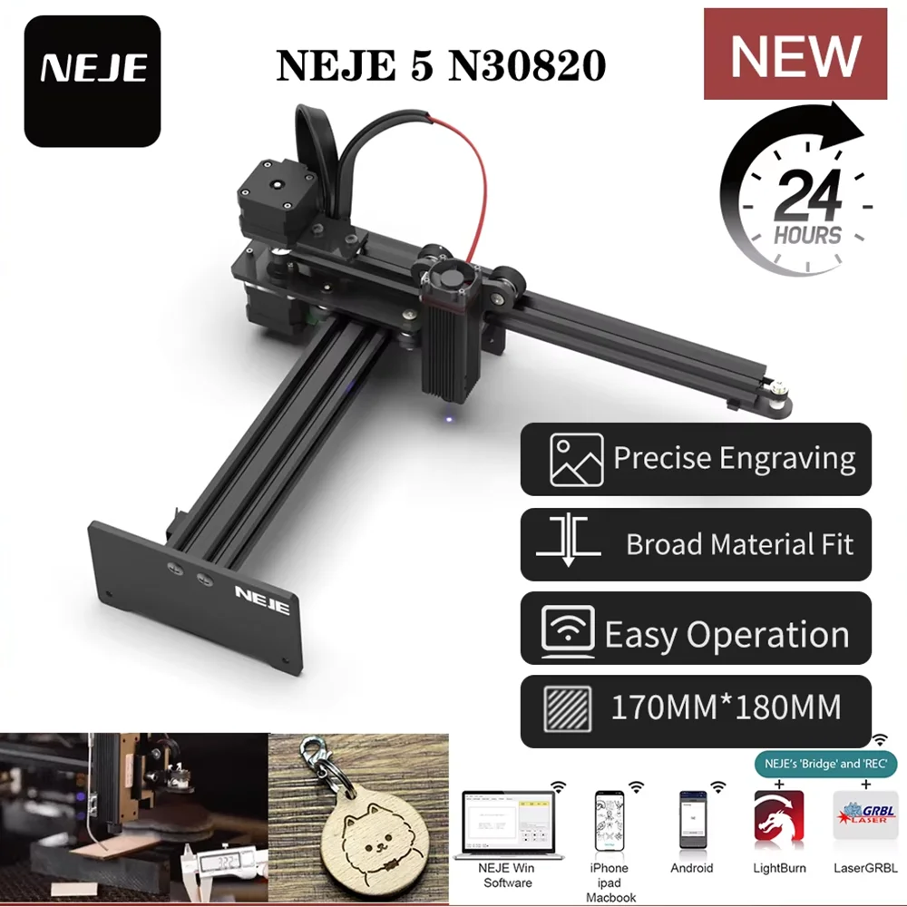 

NEJE 5 N30820 20W Mini Portable Laser Engraver for Engraving Painted Dog Tag Paper Leather Wooden Plastic Steel Logo CNC Machine