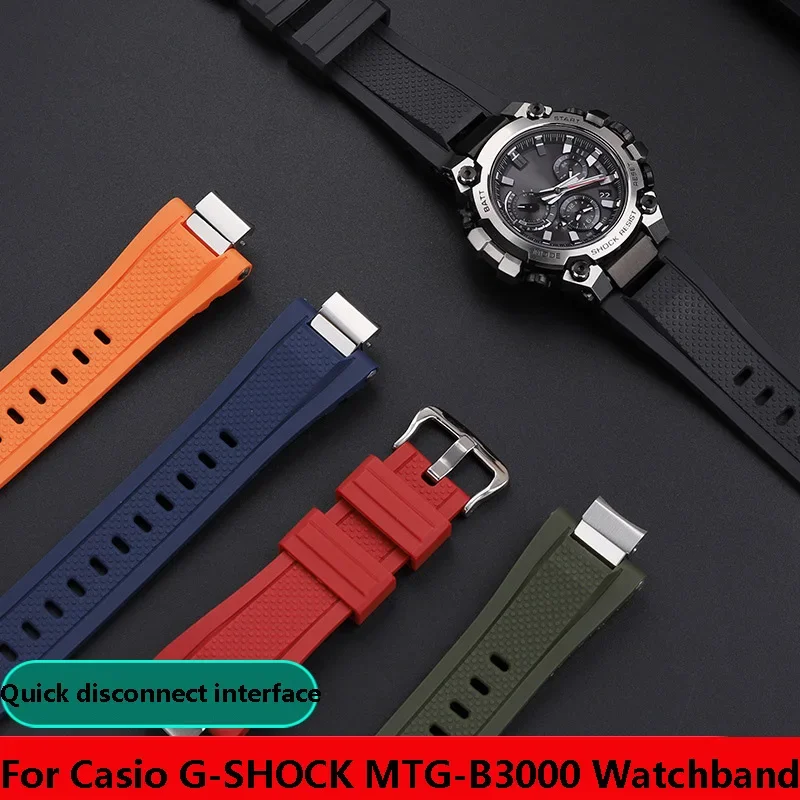 Modified Waterproof Resin Silicone Watch Strap For Casio G-SHOCK MTG-B3000 Watchband Quick Release Men Stainless Steel Bracelet