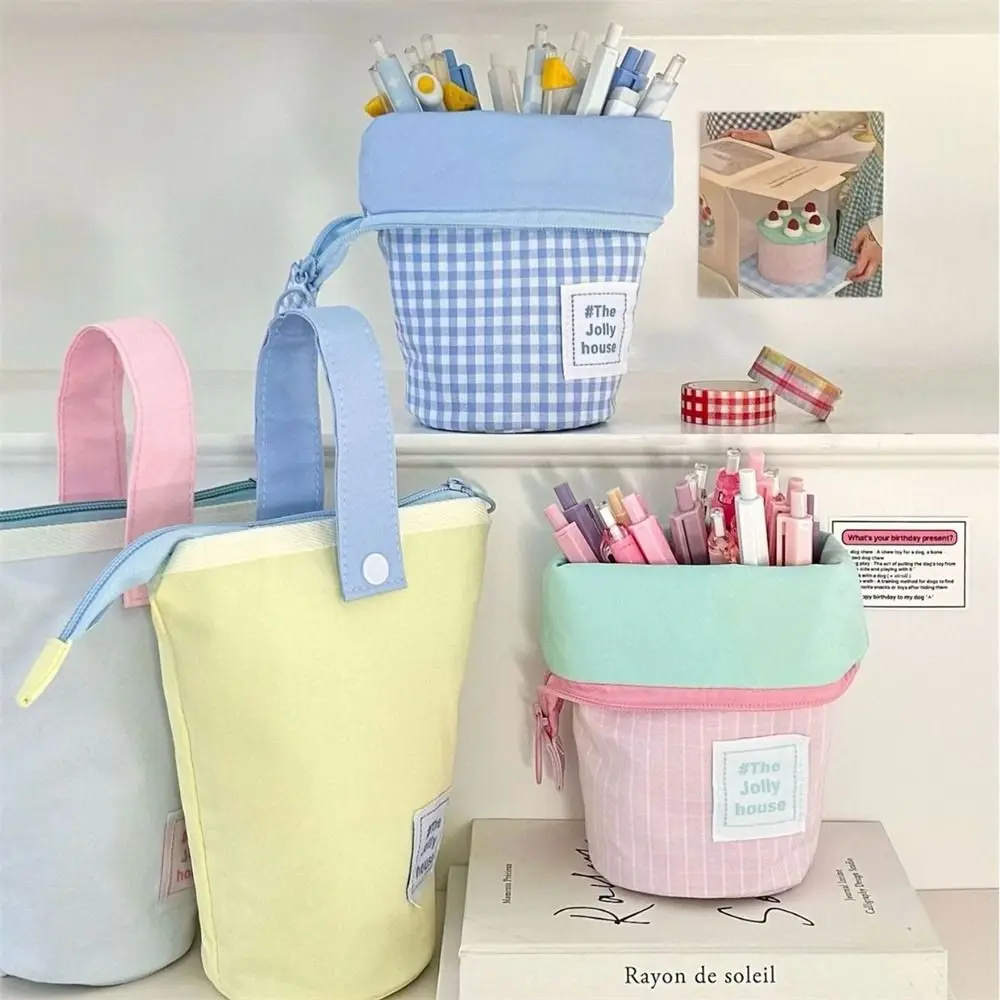 Office Accessories Big Capacity Pencil Case Retractable Pen Bag Pen Storage Bag Simplicity Cute Pencil Punch Kids Gift