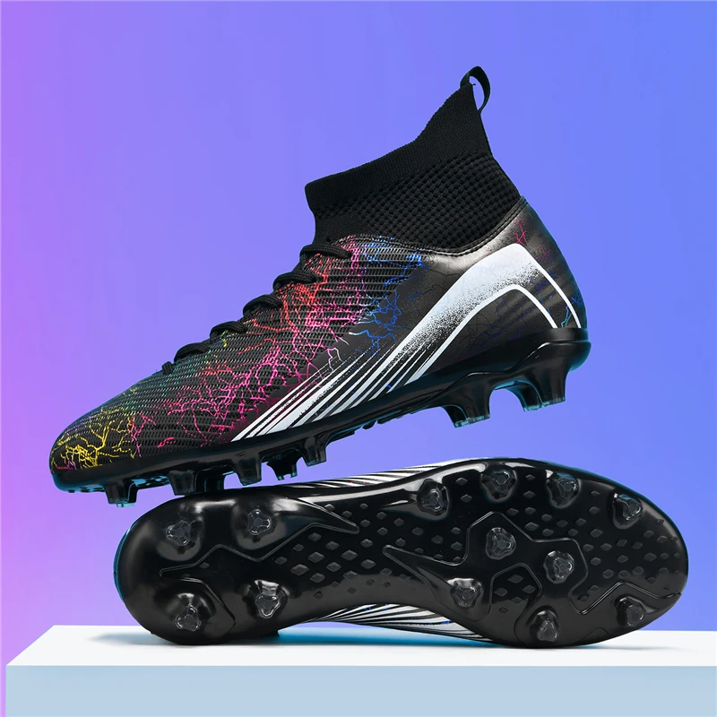

Men Women Football Boots Breathable Soccer Cleats Non-Slip Futsal Training Sneakers Outdoor TF/FG Ankle Support Soccer Shoes