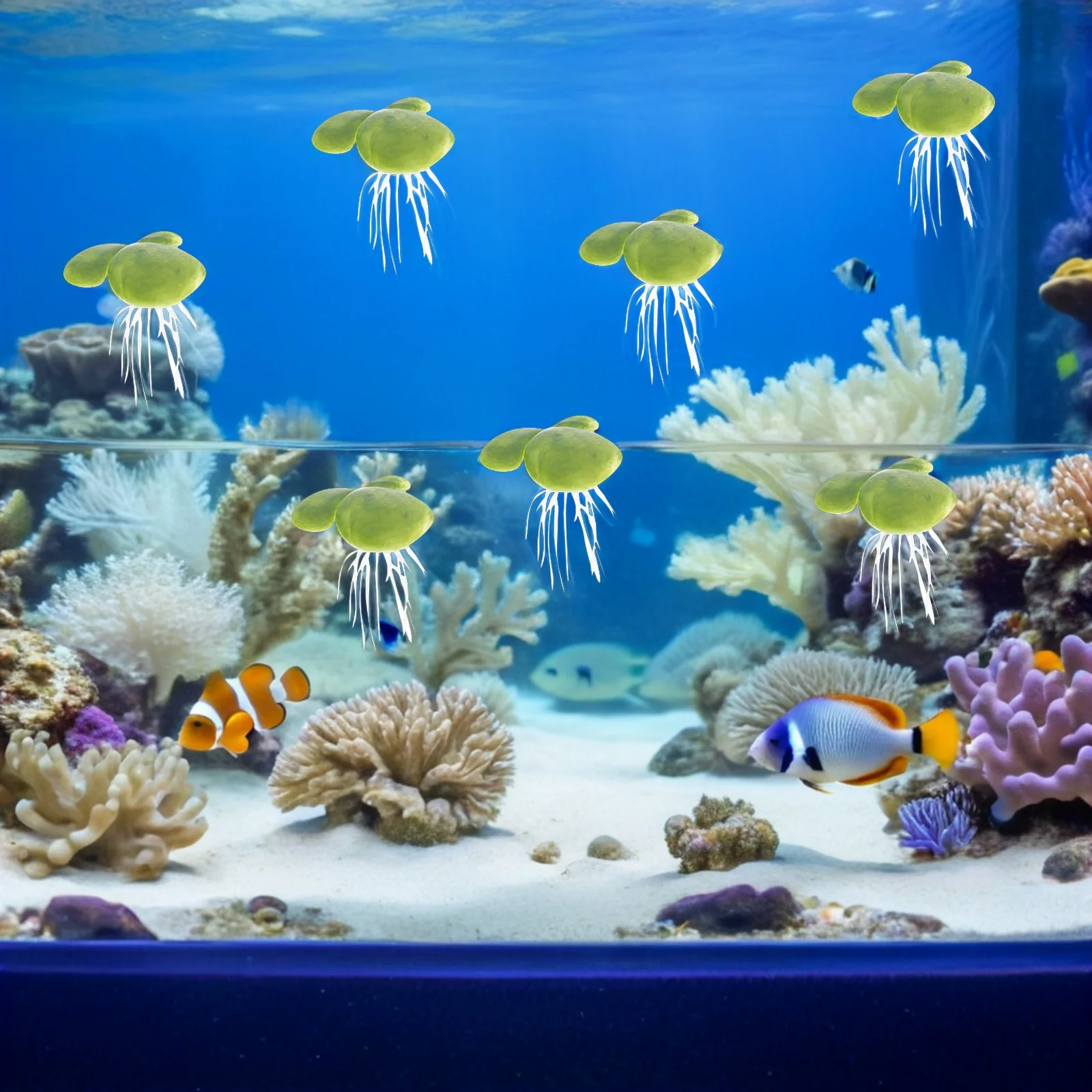 

18pcs Simulation Duckweed Decor Artificial Floating Plants For Aquarium Fish Tank Pond Mini Fake Water Grass Aquatic Ornament