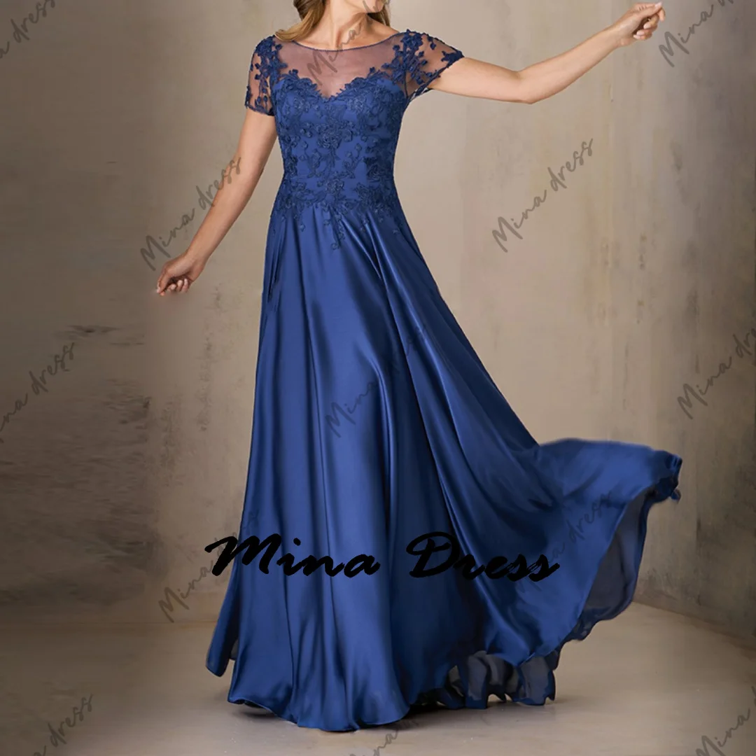 

Mina Customized Graduation Dresses Woman Mother of the Bride Gown Long Elegant Pleated Lace A-Line Floor-Length Party Dress Prom