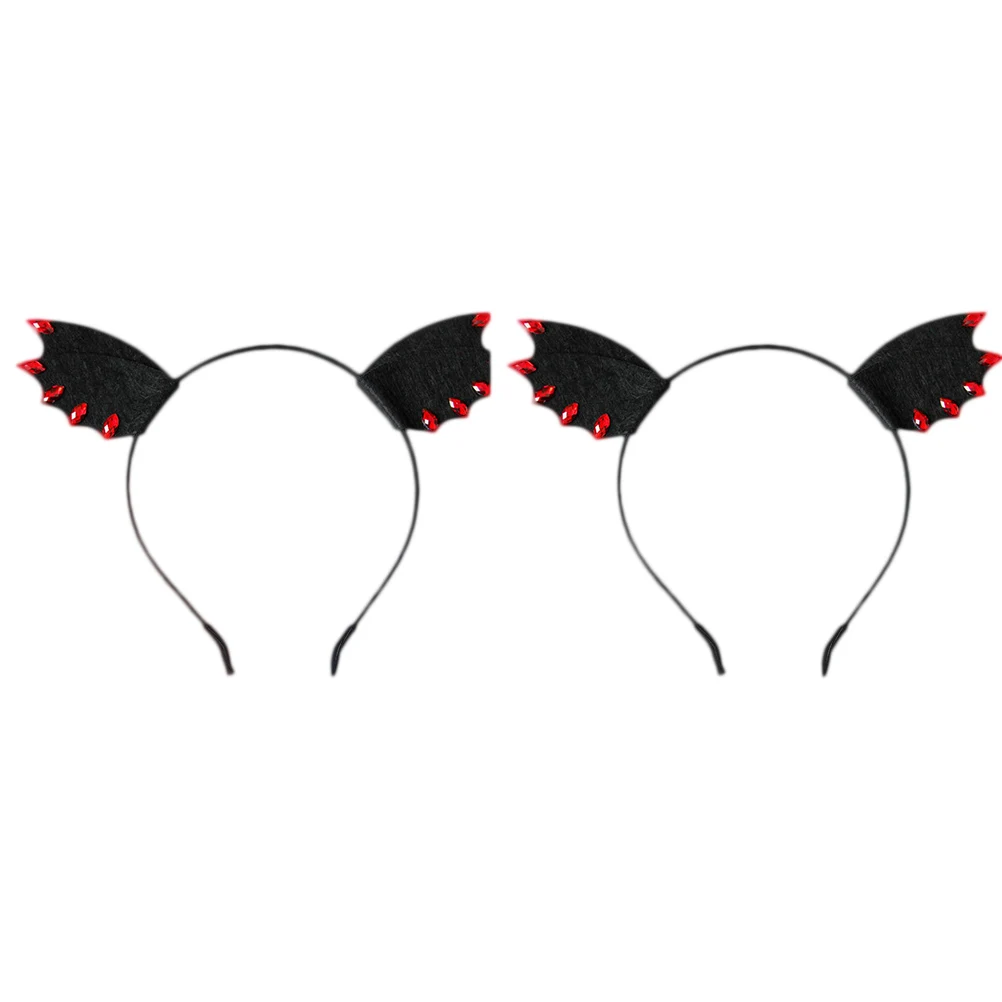 

2pcs Black Halloween Hairband Felt Rhinestone Bat Ears Halloween Costume Accessory Masquerade Ball