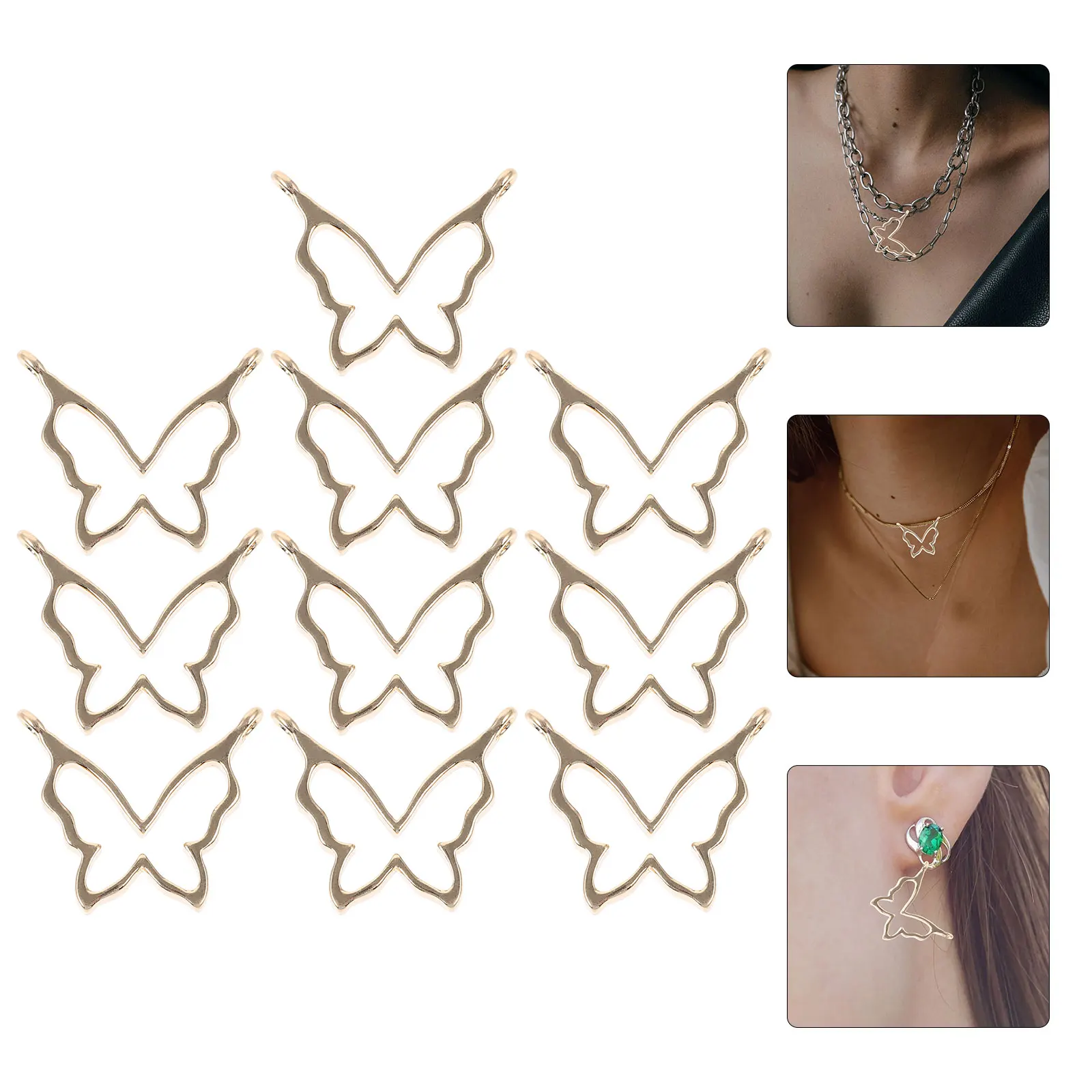 

10 Pcs Metal Border Accessories Bezel Charms Bezels for Jewelry Making Hollow Open Back Pendant Blanks