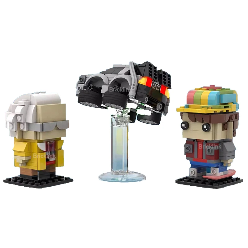 Bricklink Movie Back To The Future Action Figures Marty Doctor Brown Brickheadz Sets Deloreans Time Machine Building Blocks Toys