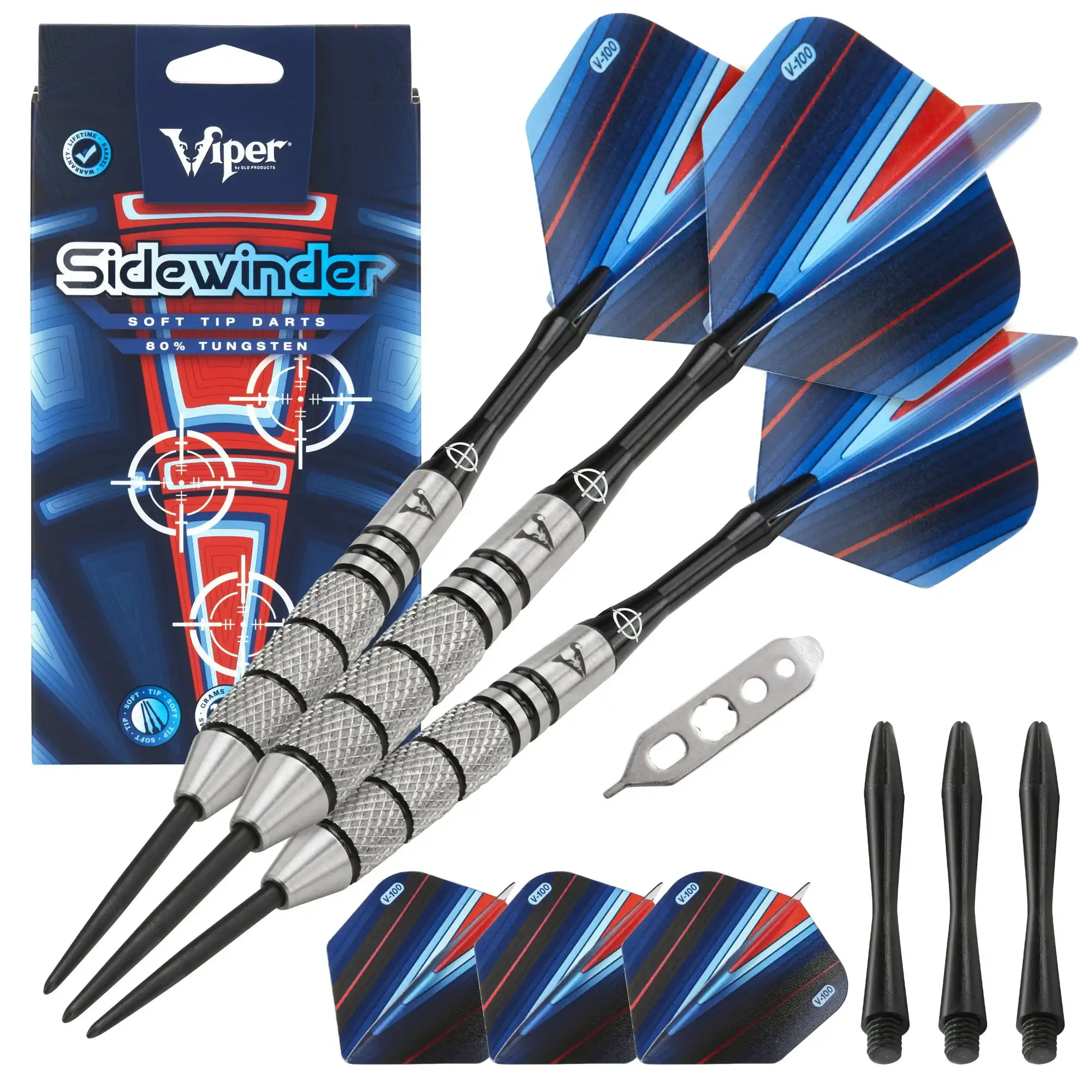 

Viper Sidewinder Punta De Acero De Tungsteno Dardos 21 Gramos Y Estuche De Nylon Deluxe
