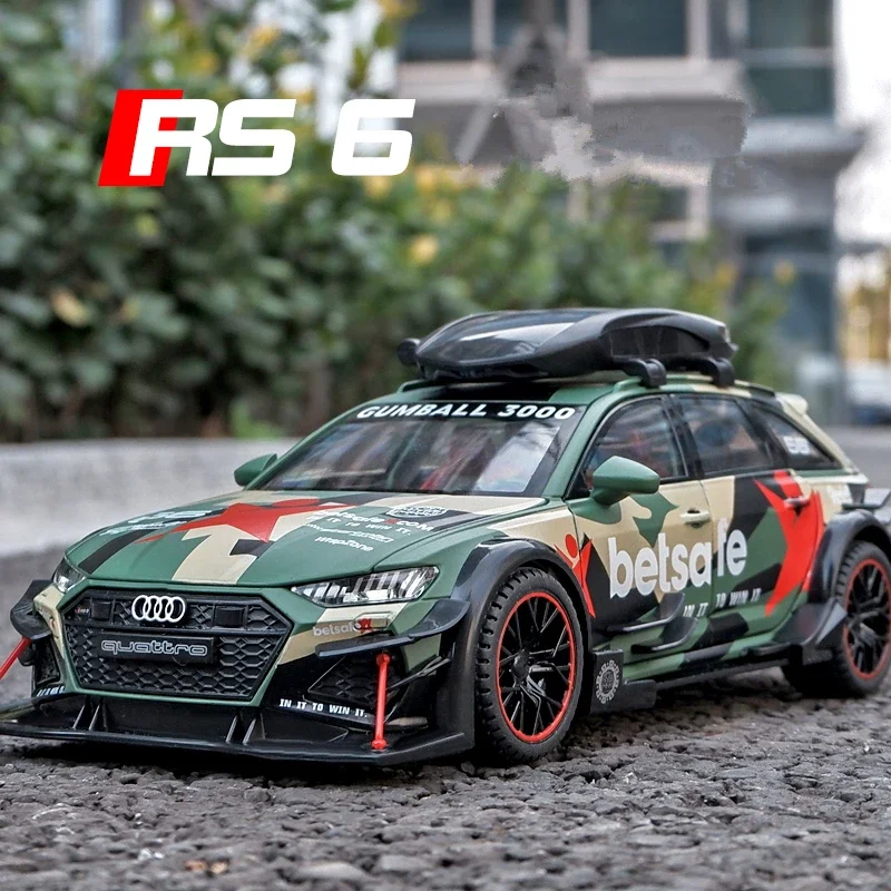 1:24 Audi RS6 Avant Station Wagon Track Alloy Racing Car Model Diecast Metal Toy Vehicle Car Model Sound And Light Kids Toy Gift