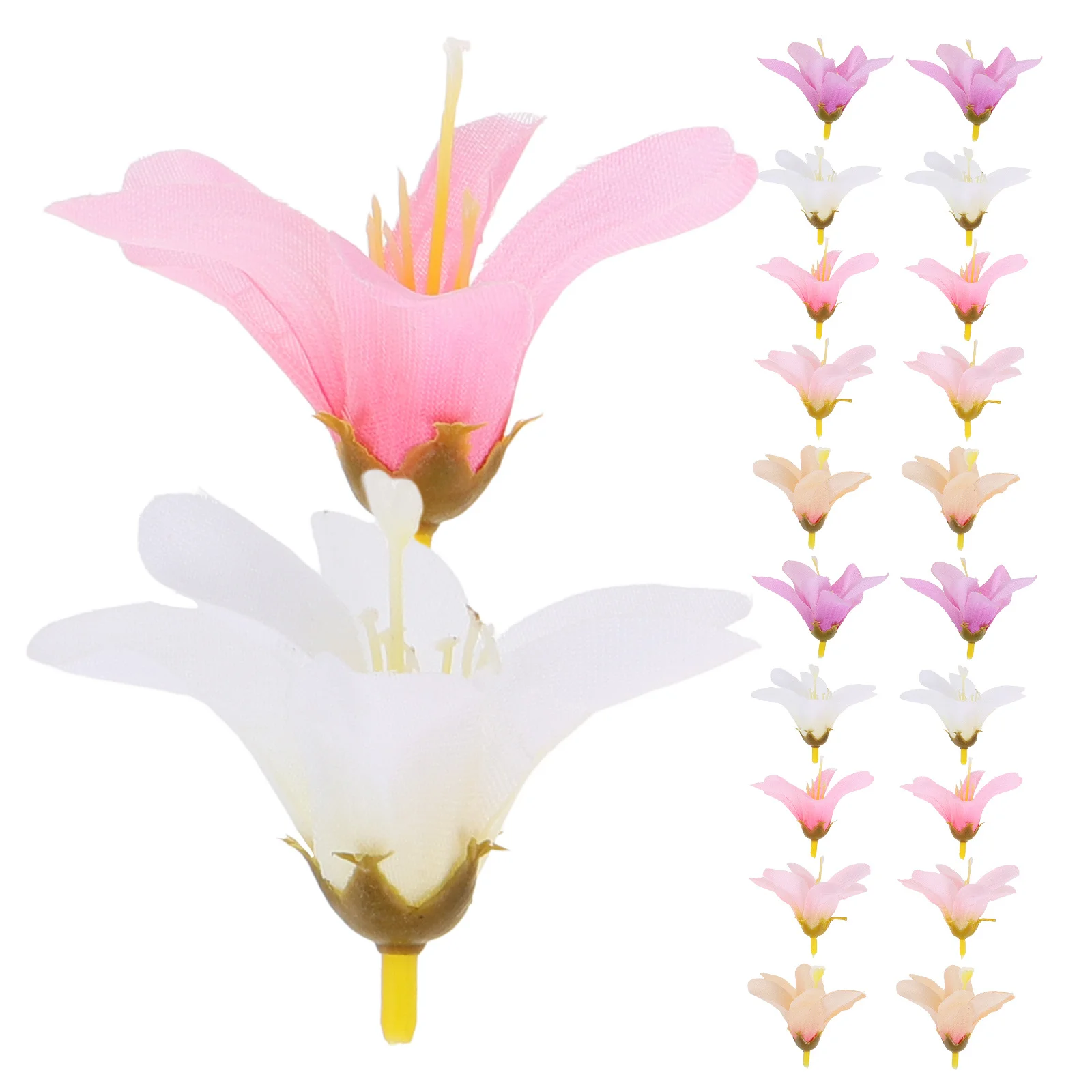 

30 pcs Lifelike Lily For Wedding Party Travel Artificial Flower Heads Diy Crafts Flowers Hawaiian Hair Clip Decorative Flower