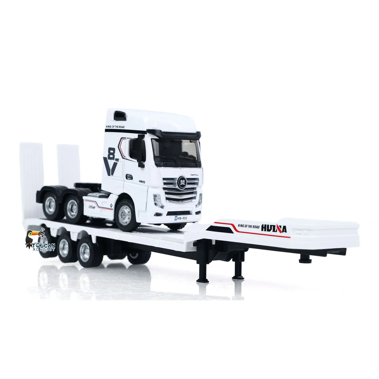 Auf Lager 9900 RTR HUINA 1/64 Ferngesteuerter Traktor-LKW mit 3-Achs-Sattelauflieger, Lichtern, Soundeffekten und Manuellen Stützbeinen – Detail 15