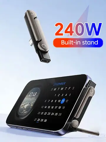 1/2/3PCS Type C Phone Charging Bracket Adapter 240W Fast Charging OTG Type-C Male to USB-C Female Converter With Foldable Holder