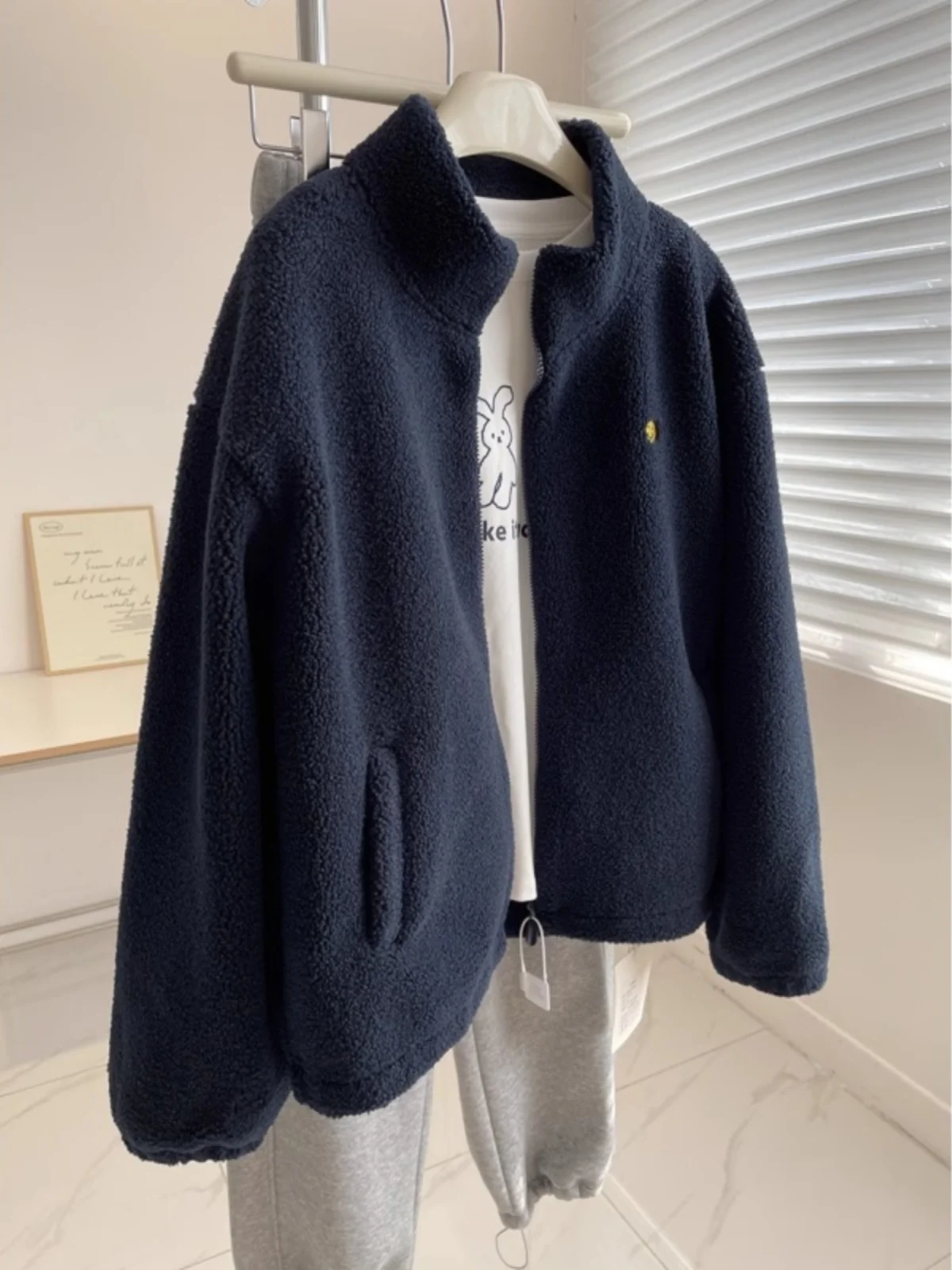 

Warm Stand Collar Lamb Fur Jaet Women's Thi Casual Sle Winter Slimming ort Size plus Size Upper Apparel Coat