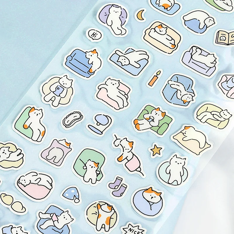 1 Pc Cute Cartoon Kitty Puppy Sticker Korean Style Graffiti Illustration DIY Scrapbooking Journaling Decoration Collage Material
