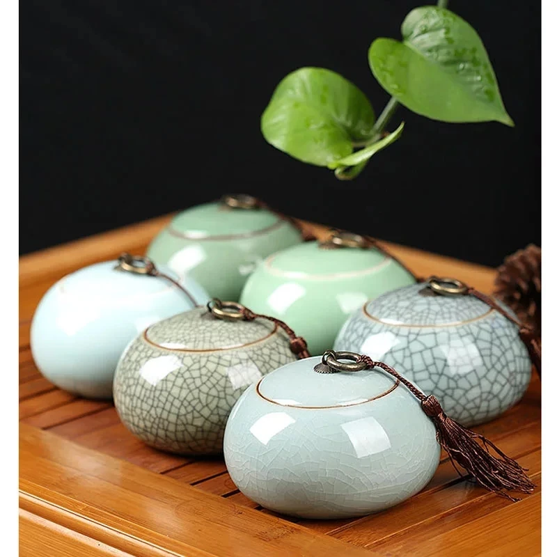 Ceramic Tea Box Chinese Sealed Dried Fruit Caddy Storage Cans Home Office Teaware Accessories Coffee Tieguanyin Tea Can Gifts