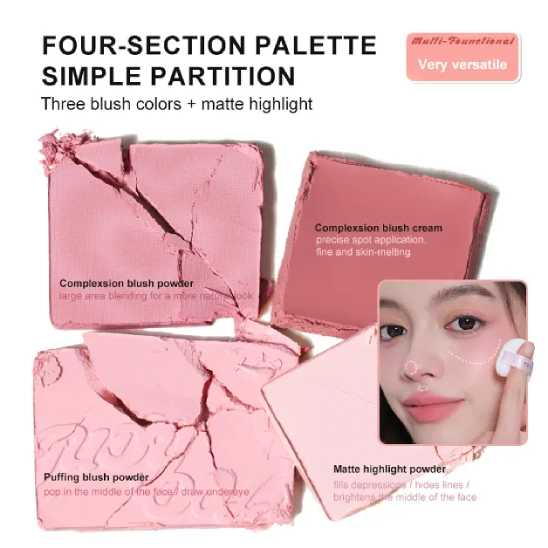 Judydoll Blush Highlight Palette crème et poudre combinaison multi-usages Palette fard à paupières sous les yeux doux-focus mat