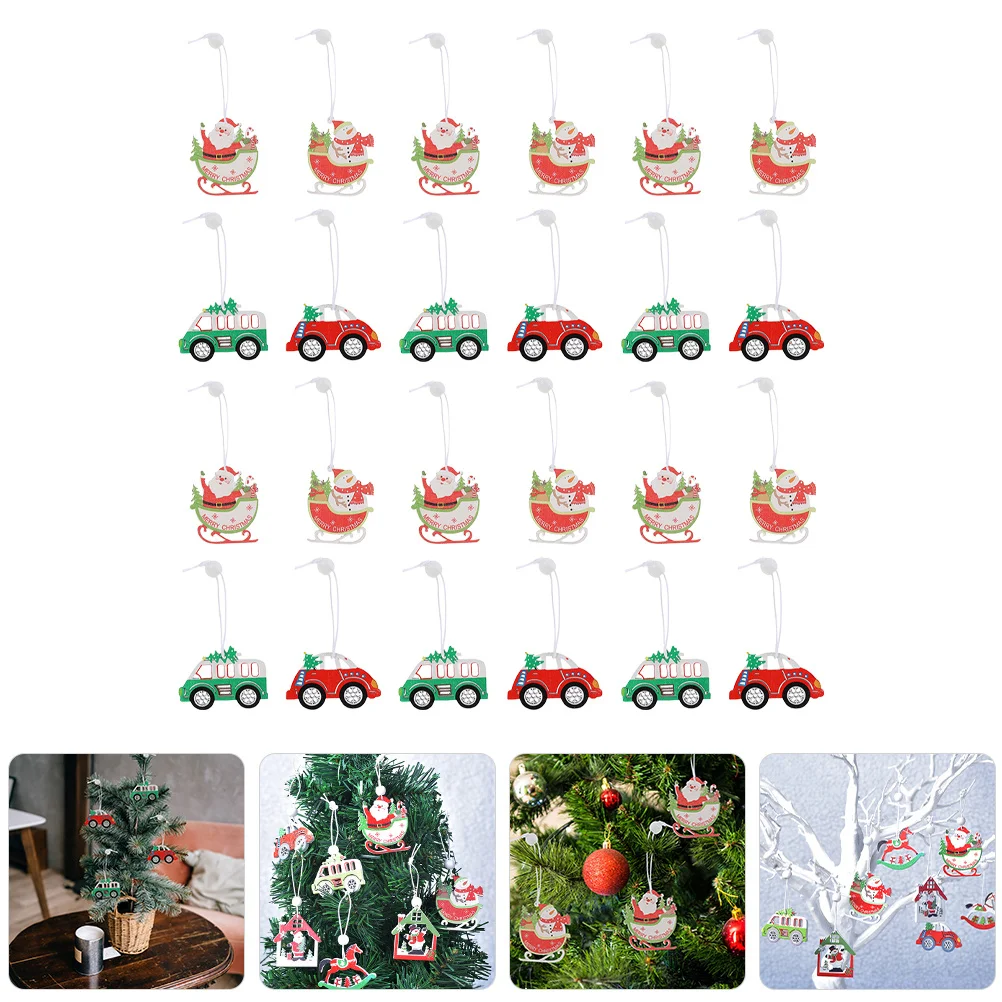 

24Pcs Xmas Tree Wood Hanging Ornament Traditional Christmas Decor Party Props Xmas Tree Decoration Christmas Hanging Ornament