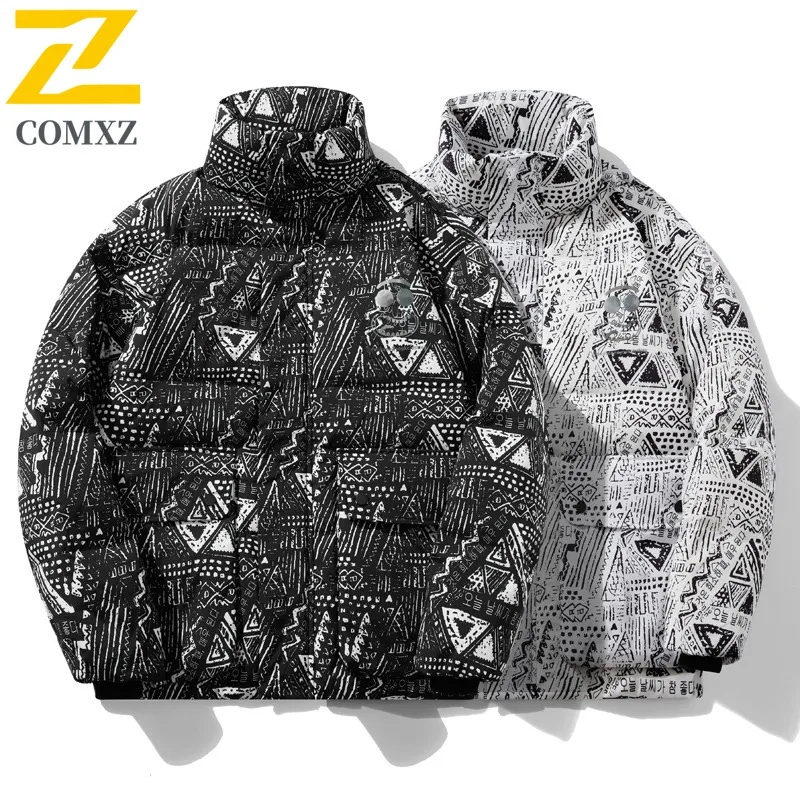COMXZ Parker Coat New Winter High-End Warm Cold-Resistant Skiing Padded Jacket Urban Loose Trendy Korean Version Men's Clothing