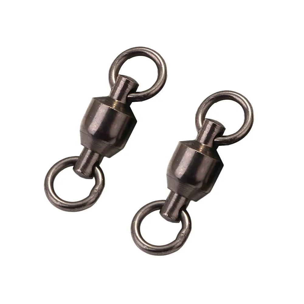 

Black Nickle 10pcs Rolling Stainless Steel With Double Rings Barrel Solid Ring Swivel Ring Fishing Connector Ball Bearing