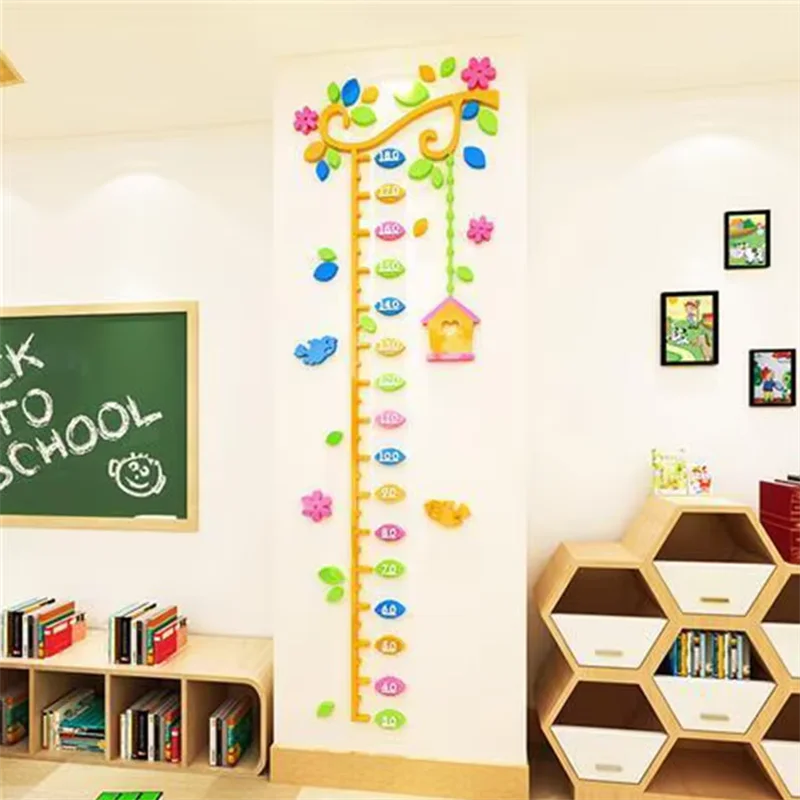 

New Animal Pattern Baby Height Measurement Stickers Kindergarten Creative Decor Wall Stickers Children Cartoon Height Stickers