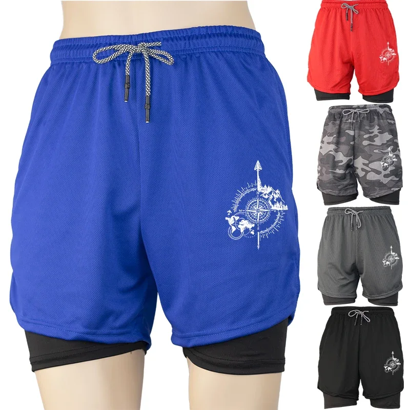 

Мужские спортивные шорты Max Comfort Performance 2 в 1, двухслойные, быстросохнущие, для бега в тренажерном зале, для фитнеса, эластичные шорты на шнурке, Pro