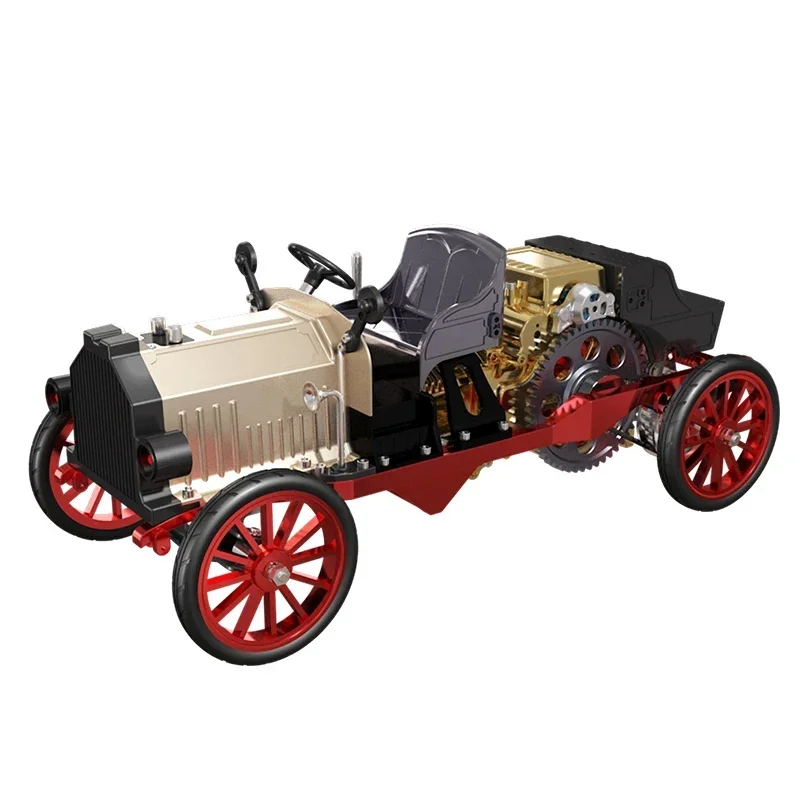 Single Cylinder Classic Car Model APP Remote Control Electric Metal  Motor Assembly Toy DIY Advanced Model Kit