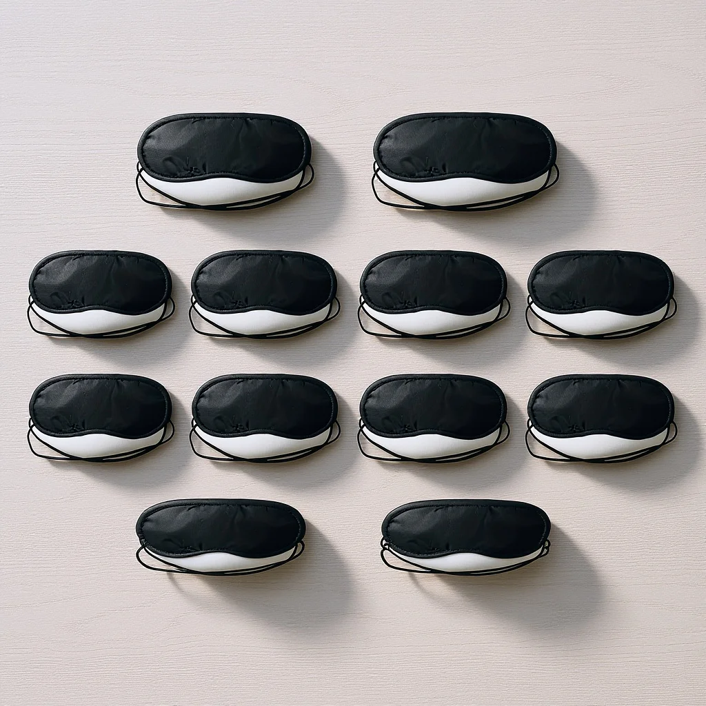 

20 шт., черная маска для глаз, мягкий оттенок, эластичная лента для сна, полиэстеровый чехол, защитная защита для путешествий, ночная слепая, здравоохранение