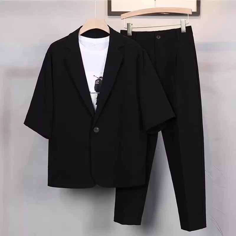 الصيف عارضة الرجال البدلة قصيرة الأكمام العصرية سليم صالح السترة ضوء ناضجة نمط البدلة مجموعة #3