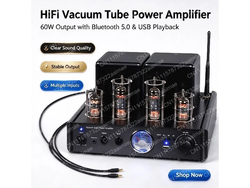 Home Hi-Fi Stereo Tube Amplifier USB Bluetooth Audiophile Power Amp
