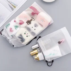 Organizer da viaggio Borsa per cosmetici trasparente con coulisse Borsa per trucco carina da donna Borsa da toilette per gatti con cactus Borsa per trucco