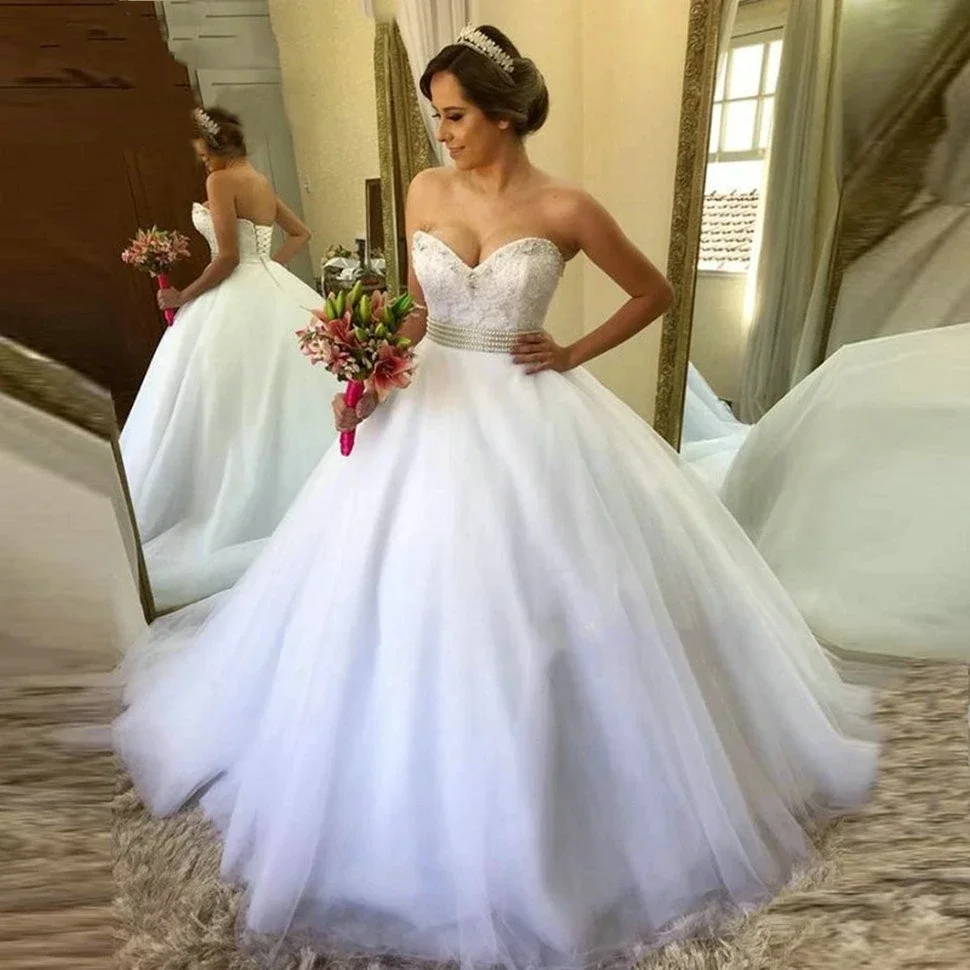 

Sweetheart Ball Gown Wedding Gowns Vestido De Noiva Robe De Mariée Custom Made New Women Bridal Dresses