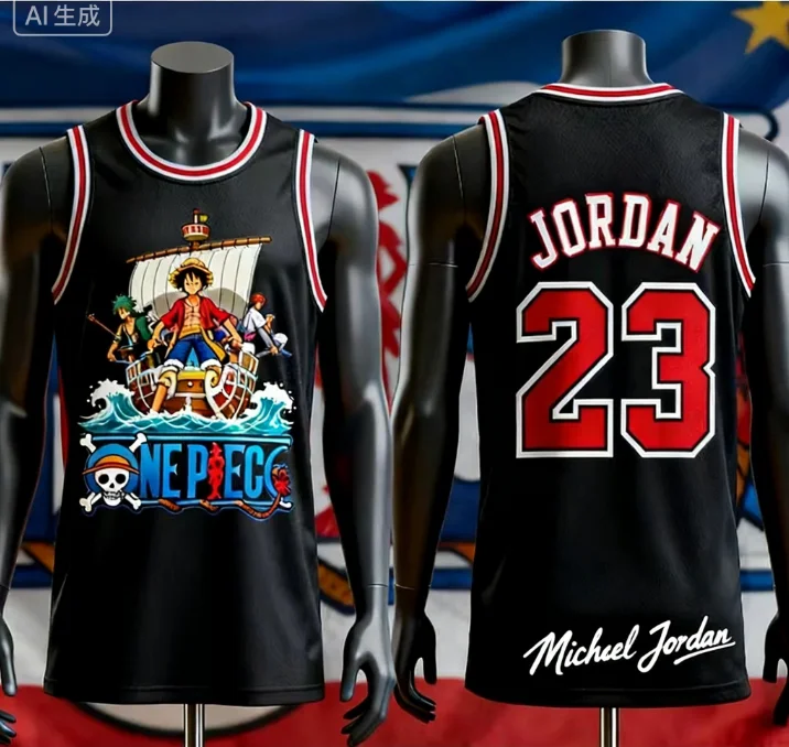 Camiseta de Baloncesto One Piece 2026, Camiseta de Luffy, Baloncesto Clásico de Chicago, Michael Jordan 23, Conjunto de Baloncesto, Camiseta sin Mangas para Niños