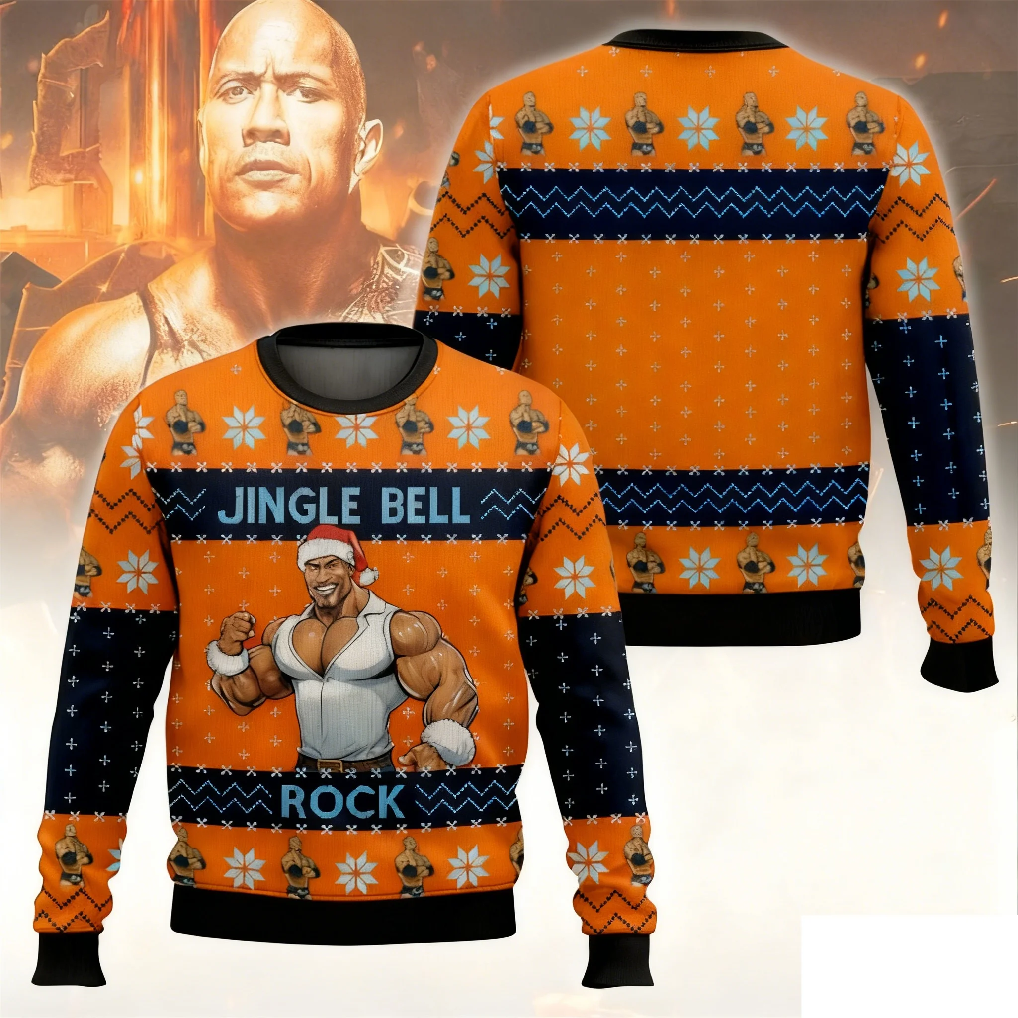 The Rock Jingle Bell-suéter feo de Navidad para hombre, jersey divertido de lucha libre para vacaciones, suéter cálido y acogedor para fiesta de Navidad, regalo