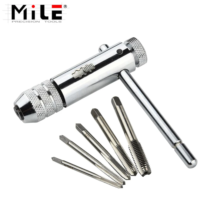 M3-M8 Adjustable Ratchet Hand with Tap Wrench Wire Tapping Hand With Forward And Reverse Wrench Manual Tapping Accessories