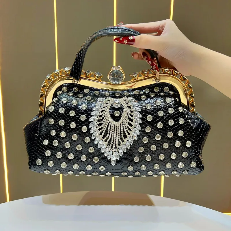2025 High End Big Rhinestones Top-handle Handbags New Fashion Luxury Evening Bag Frame Designer Ladies Crossbody Bag Tote Bag