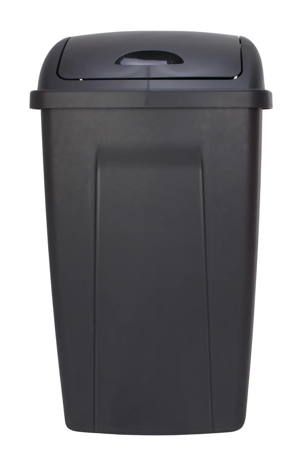 

13 gal Plastic Swing Top Lid Kitchen Garbage Trash Can Black The trash can is made of durable polypropylene plastic