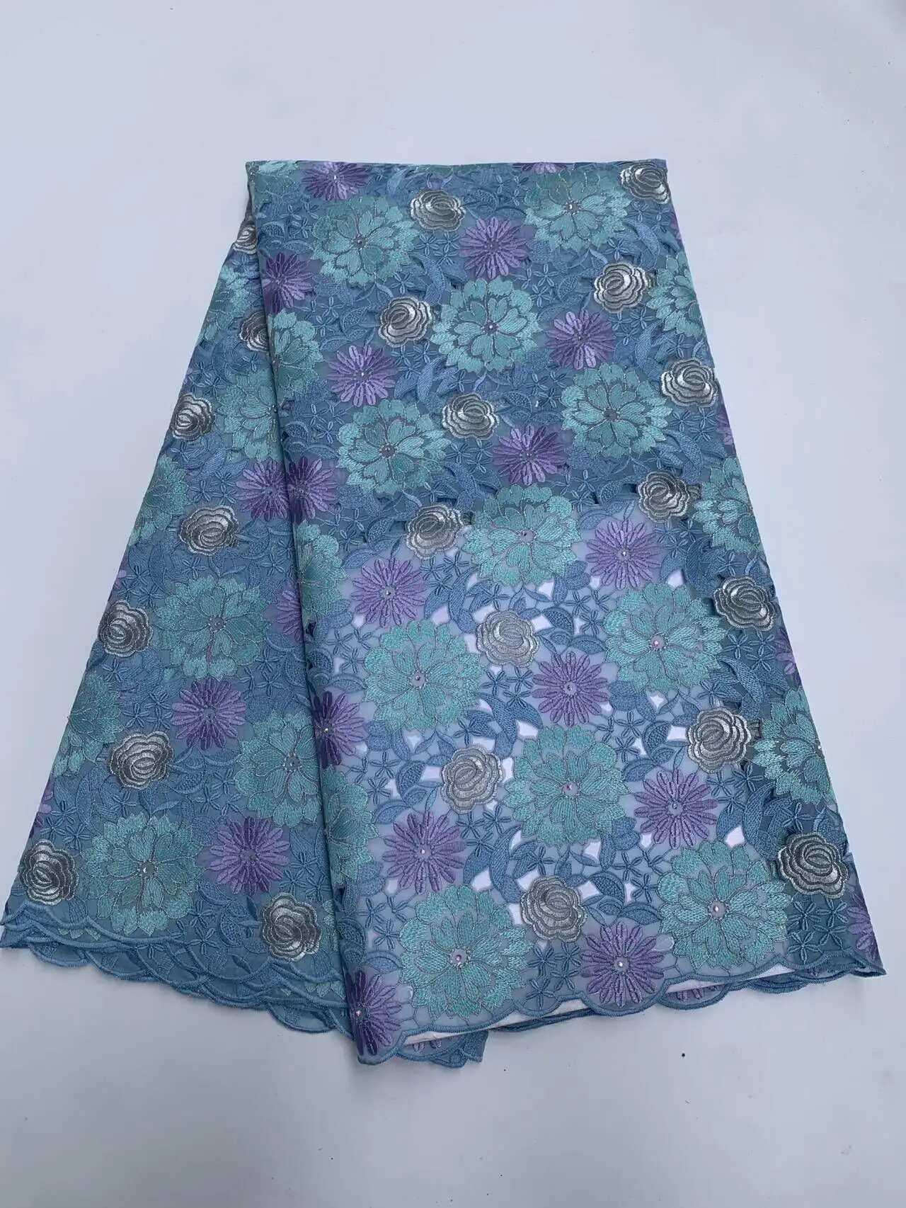 2026 African Nigerian High-Quality Tulle Lace Fabric Organza Embroidery Guipure Sequins 5Yard Fashion Party Gown Dress TY029