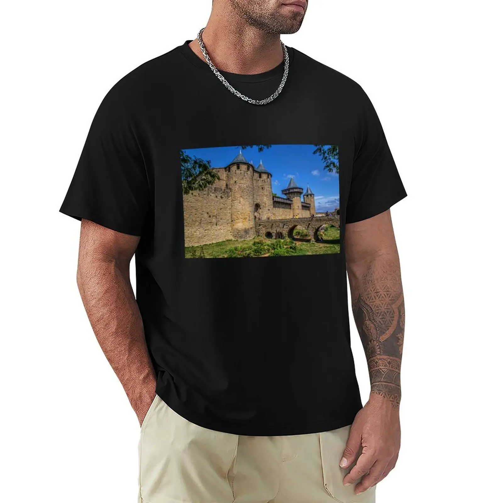 Francia. Carcassonne. Castillo. Camiseta de Trabajo de Construcción
