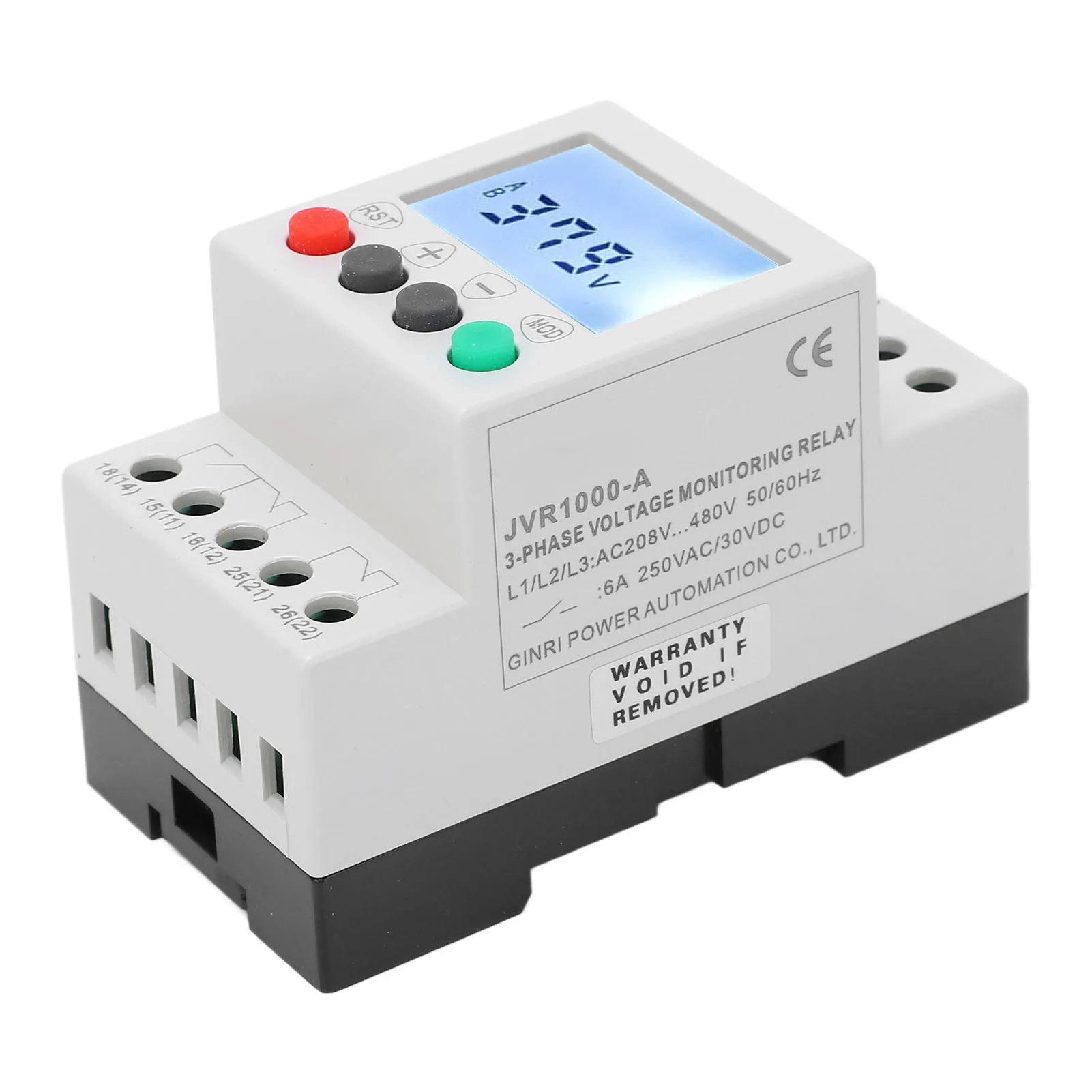 Over Voltage Protector Voltage Phase  Protector 3 Phase 3 Wire Over Under Voltage Protector Monitor Relay AC 208‑480V