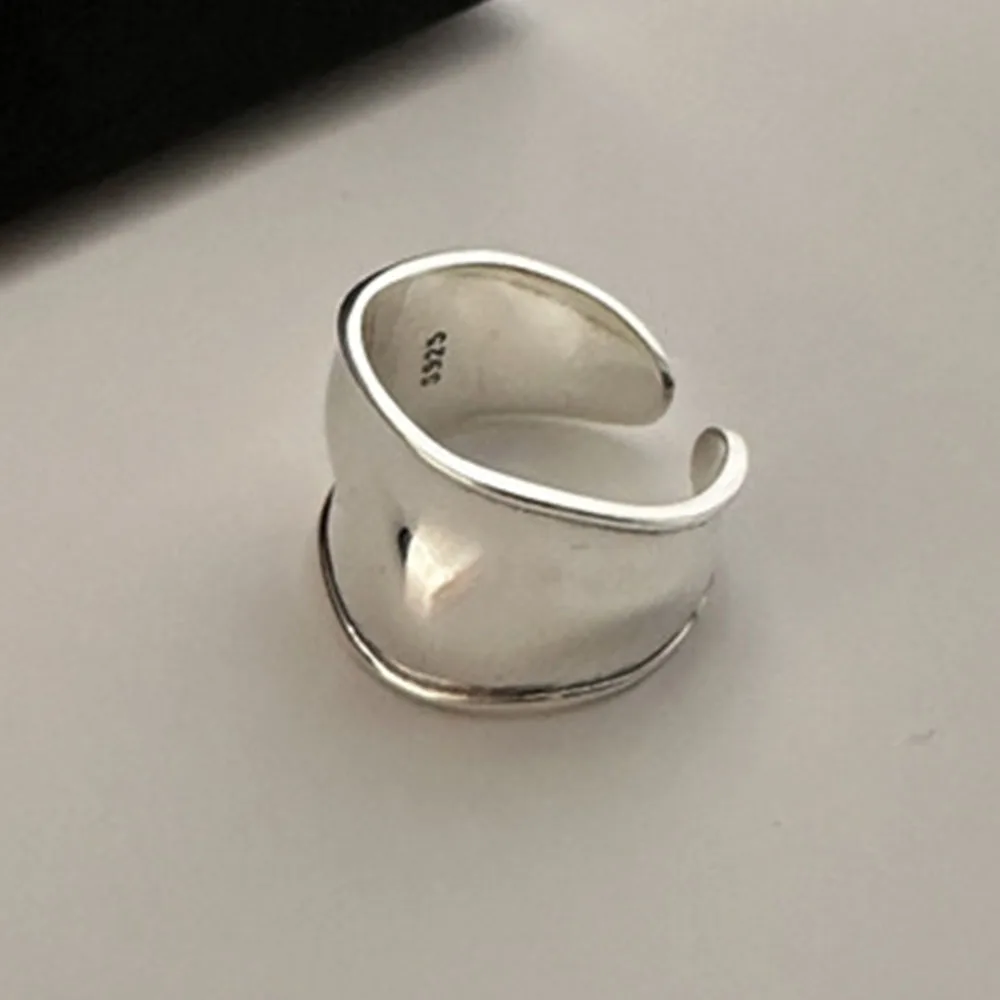 Ringe aus 925er-Sterlingsilber für Damen, Paare, minimalistisch, handgefertigt, einfacher breiter Ring, Party-Schmuck, Geschenk, verhindert Allergien