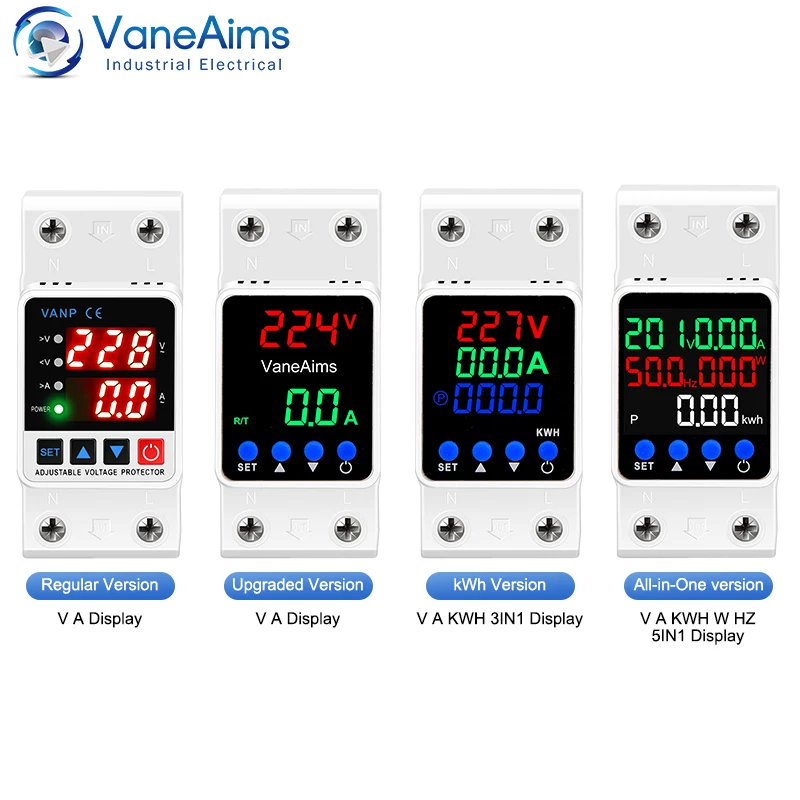 Voltage Relay Protector 220v 40A 63A 80A Din Rail Adjustable Over Voltage Under Voltage Protective Device Current Limiter 220vac
