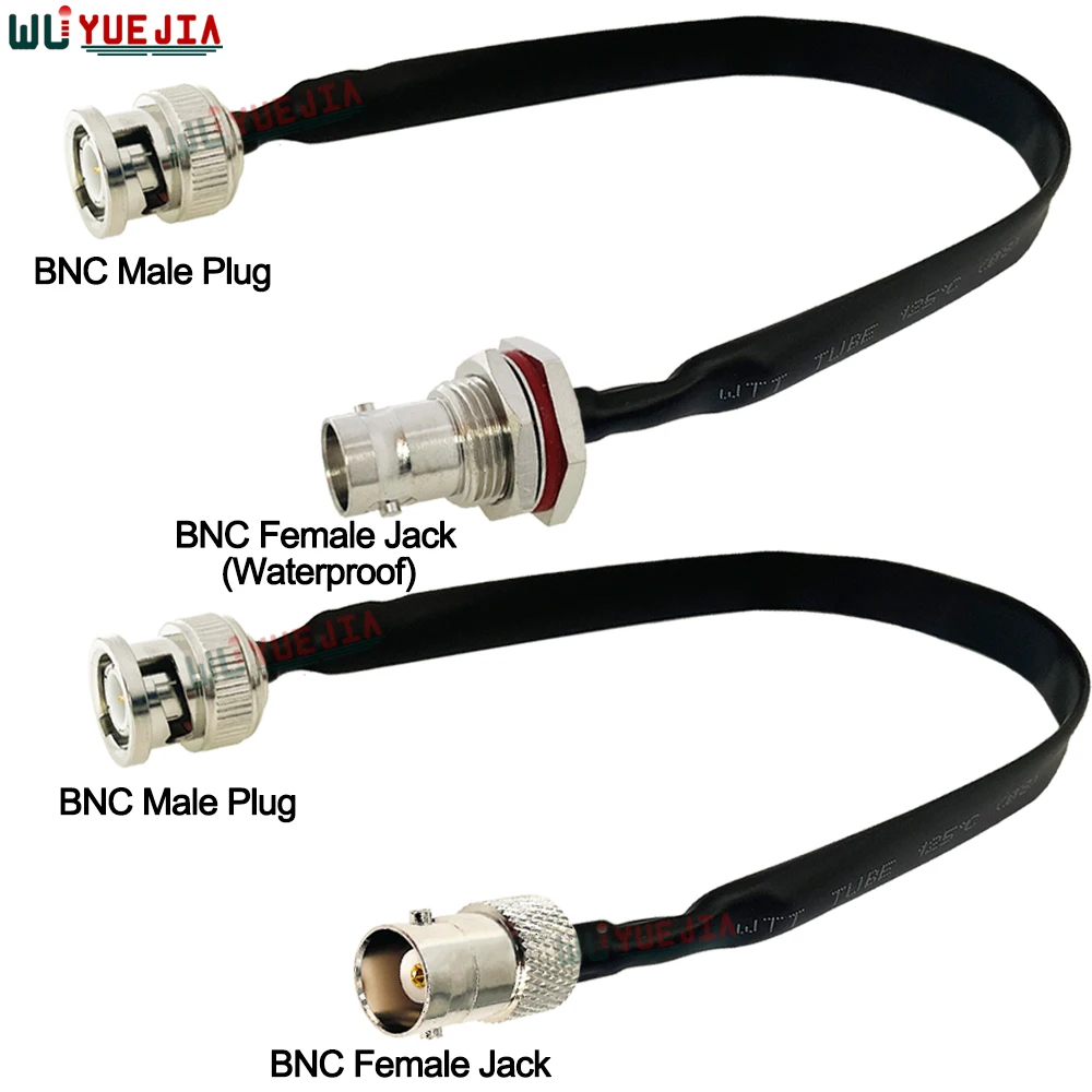 نافذة الباب تمرير من خلال شقة Q9 BNC ذكر التوصيل إلى BNC أنثى جاك موصل مقاوم للماء RF كابل محوري ضفيرة تمديد الحبل