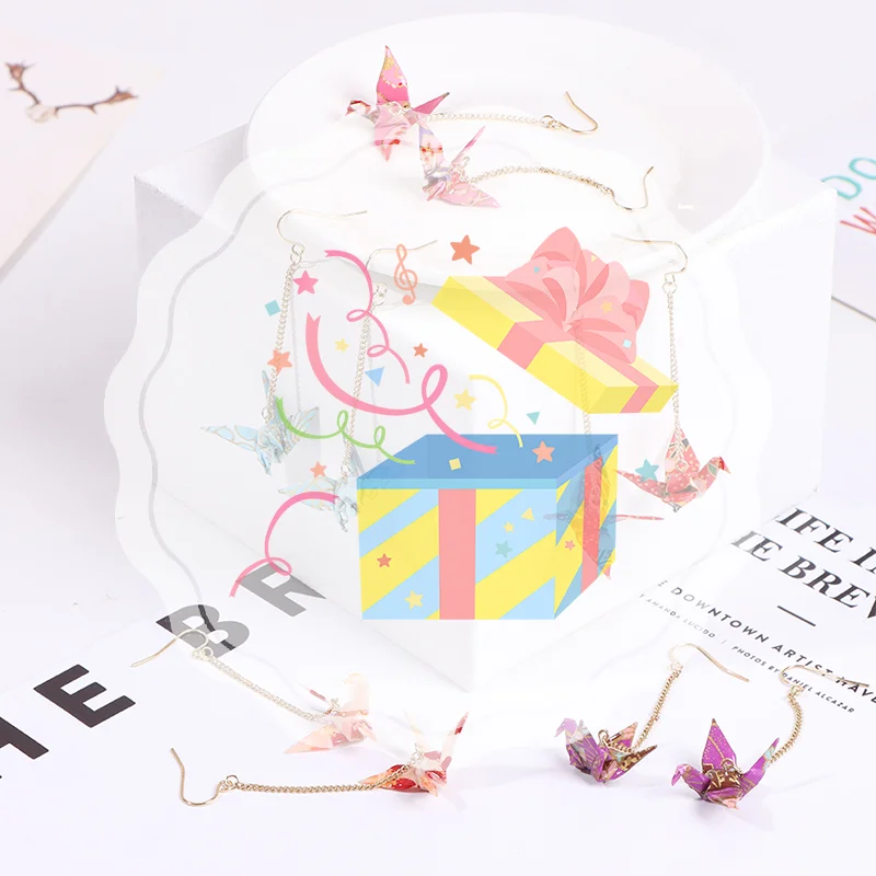 Kranich Earrings Origami Miniblings Bird Cranes Faltkunst Senbazuru Paper