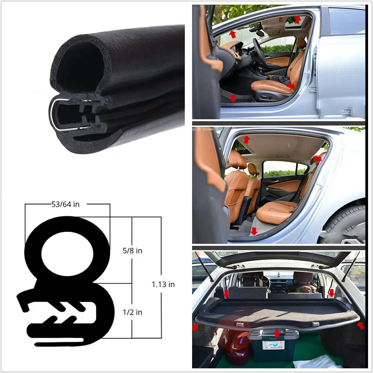 2 Meters  Auto Seals Car Door Sealing Strip Noise Insulation Anti-Dust Soundproof Sealing Strips Car Door Seal Strip Seal Kit