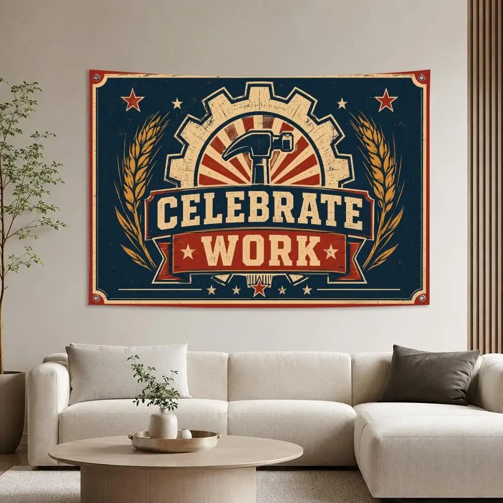 Labor Day Celebration Banner Flags Aesthetic Wall Tapestry Printed Wall Hanging Living Room Party Outdoor Decor