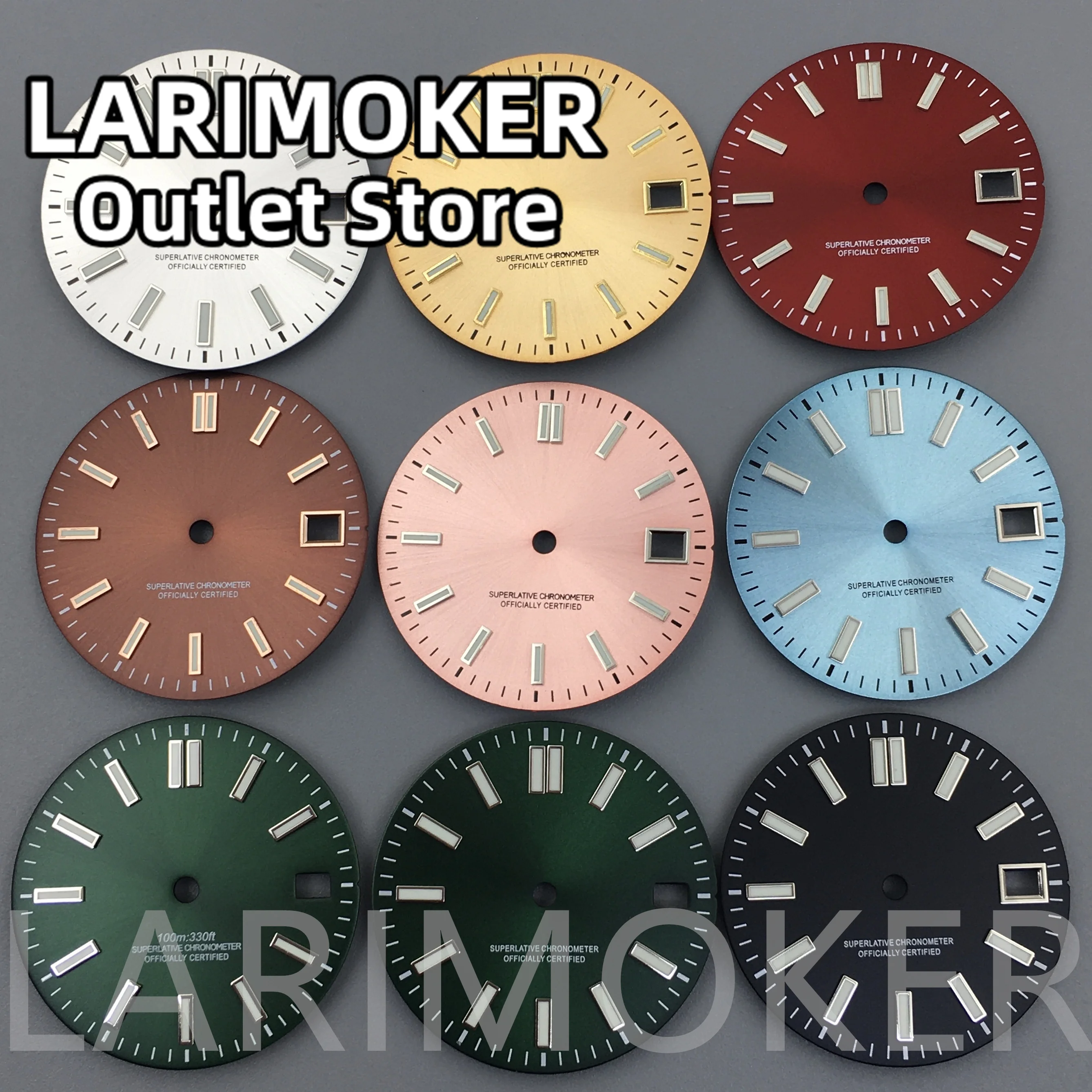 LARIMOKER new 29mm Blue White Green Brown Red Black Pink Gold Dial Green Luminous Suitable For NH35 Movement