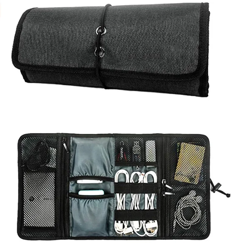 ProCase Electronic Organizer Cord Pouch, Travel Cable Charger Phone Accessories Bag Organizer Roll up Tech Carrying Case for USB