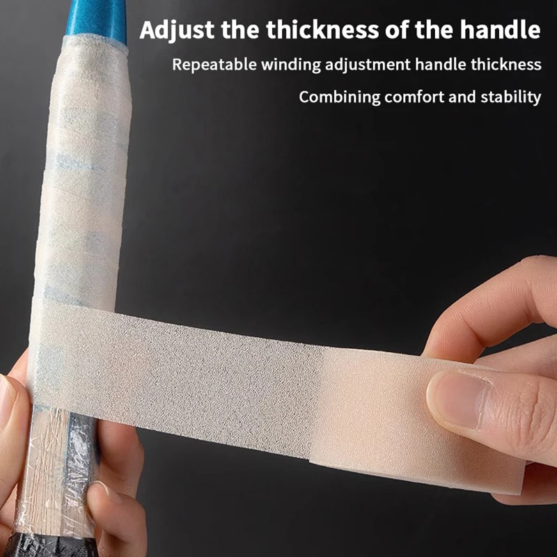 

2/1 Roll PU Sponge Tennis Badmintion Racket Overgrip Shock-absorbing Film + 2/1 Roll Base Film Handle Membrane Damping Grip Skin